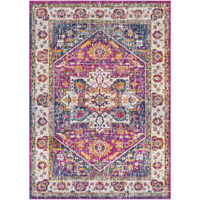 Langley Street Fleeman Performance Navy/Pink Rug & Reviews Wayfair